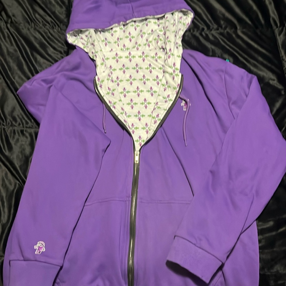 No brand label, purple unique zip up hoodie